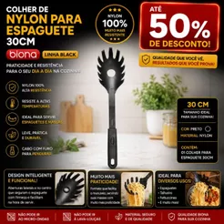 Colher De Nylon Para Espaguete 30Cm Black Biona