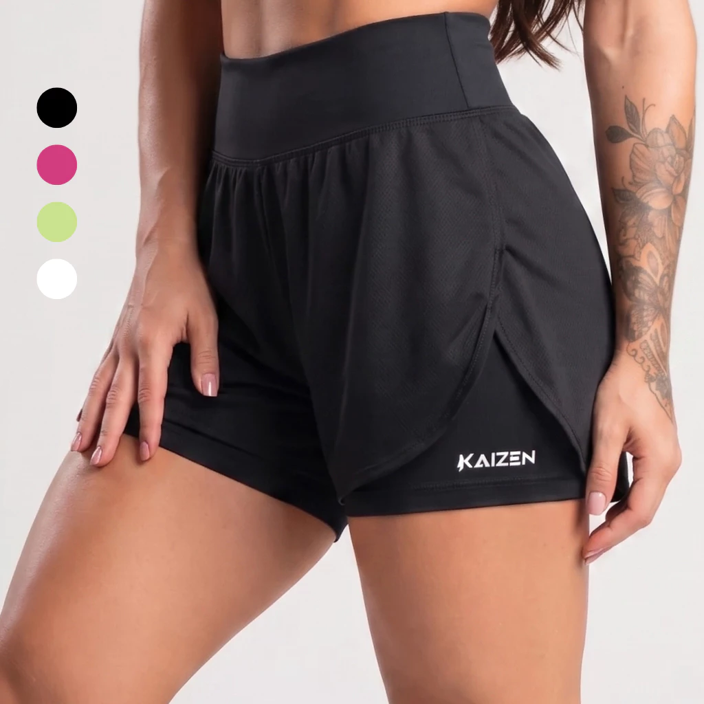 SHORT FEMININO DUPLO COMPRESSÃO 2 EM 1 COM BOLSO INTERNO Bermuda Dry Fit Para Treinar na Academia — imagem 1