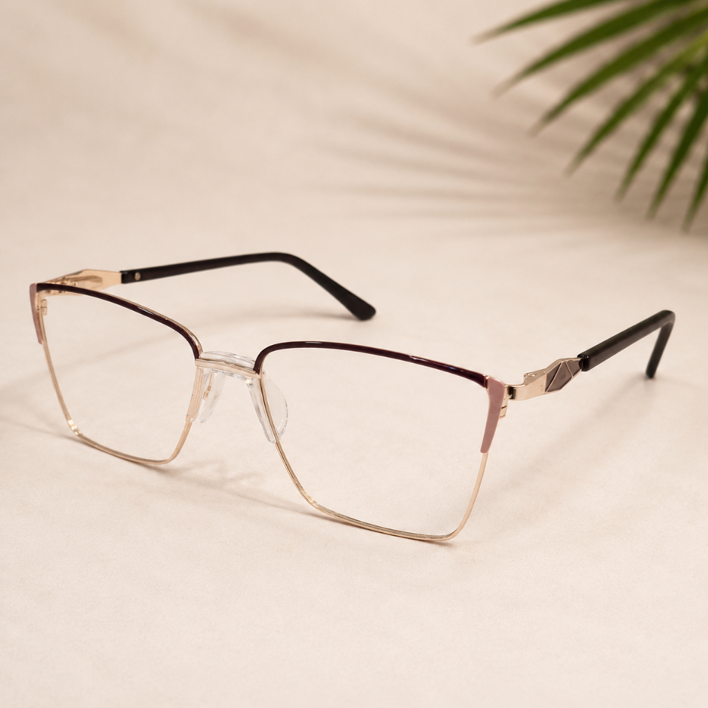 Óculos de Grau ACQUA Feminino Quadrado 54-15-140 Armação Metal Leve Elegante Envio em 2 Dias