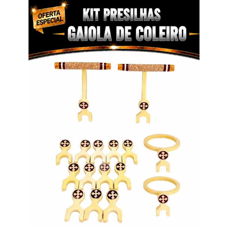Kit Presilhas Gaiola Coleiro - Doze Presilhas Para Poleiros - Dois Frontais - Dois Suporte Porta Vitaminas
