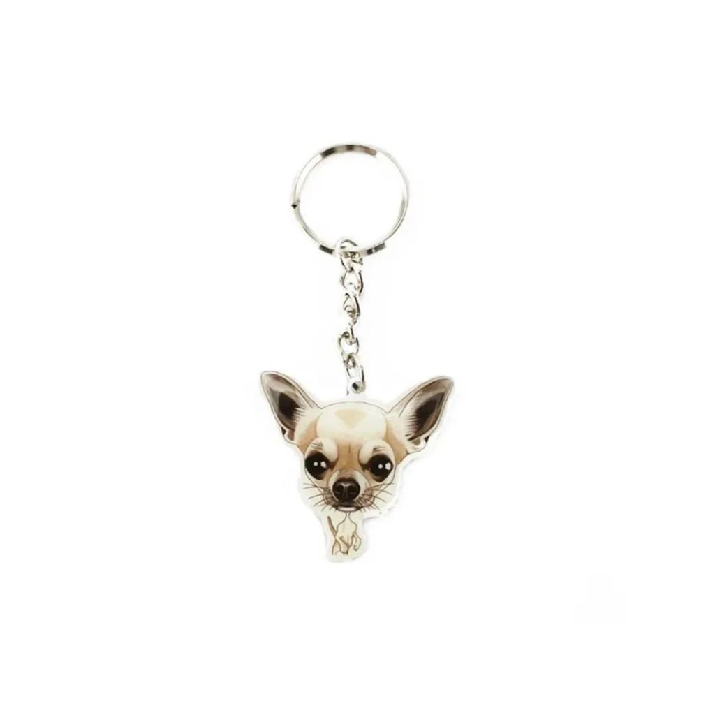 Chaveiro de Metal Heads Cachorro Raça Chihuahua Branco