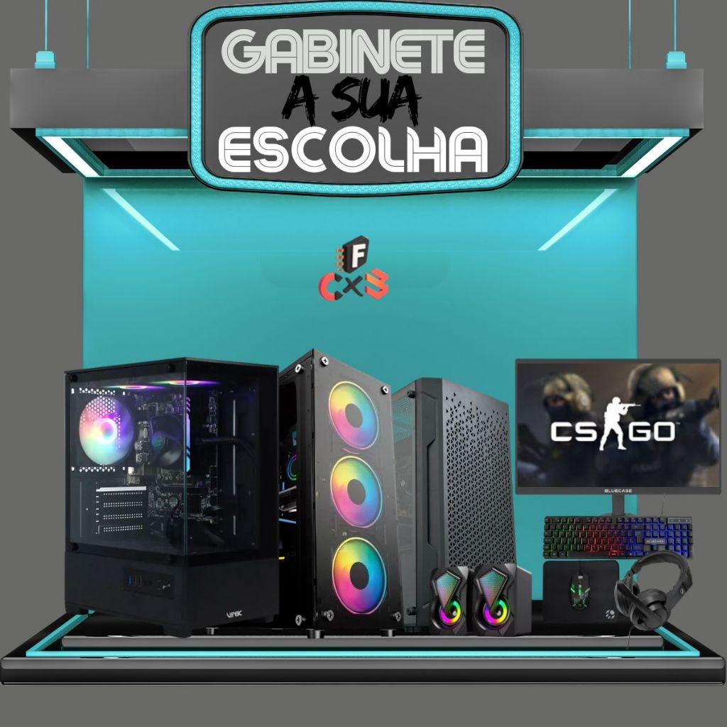 Pc Completo Preto i7 3° 32gb, Ssd 1tb, Placa de Video Gtx750 + Monitor 21,5 + Kit Gamer