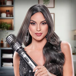 Escova Rotativa Conair Diamond Brilliance 3 em 1 900W Seca Alisa Modela Cristais de Diamante 110v
