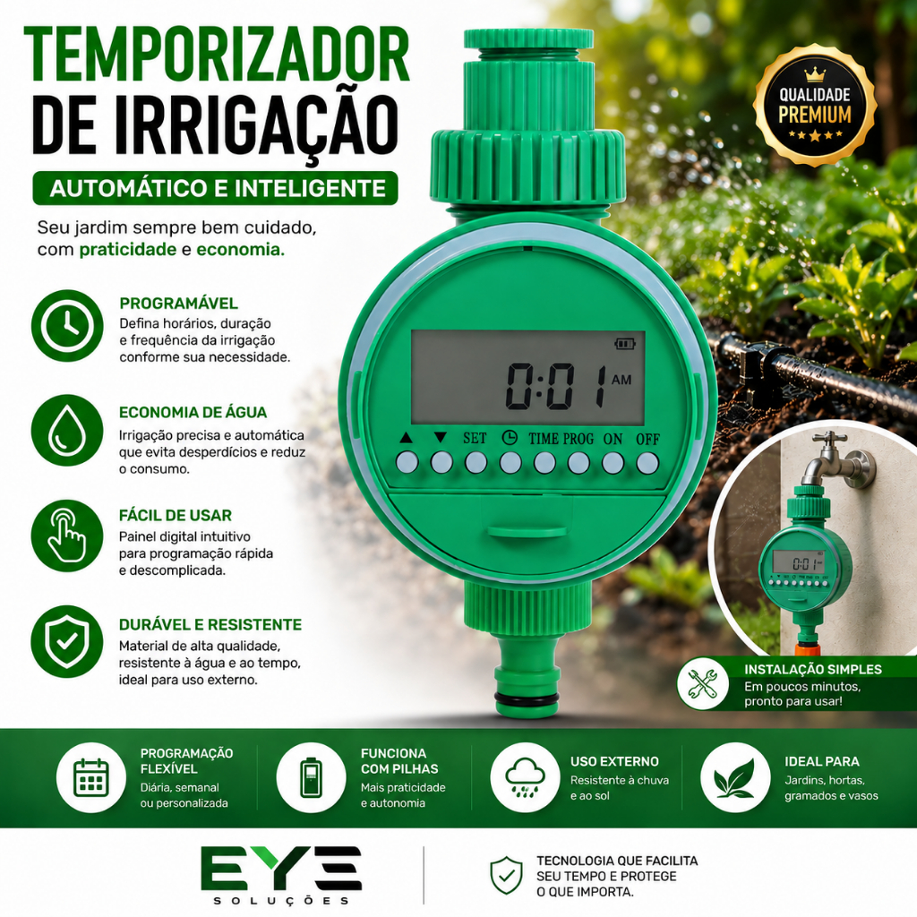 Temporizador de Água Eletrônico Inteligente e Automático para…