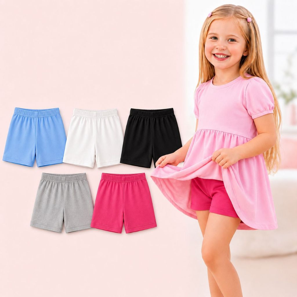 KIT 4 SHORT BÁSICOS MENINA INFANTIL– Para Brincar,  Dormir ou Usar por Baixo de Vestido e saia.