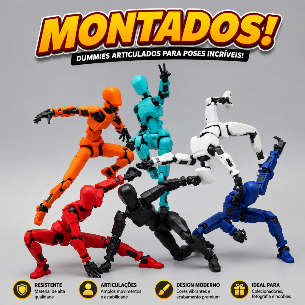 Boneco Robo Dummy 13 Articulado 14cm - Figura Anatômica Brinquedo Colecionável 3D