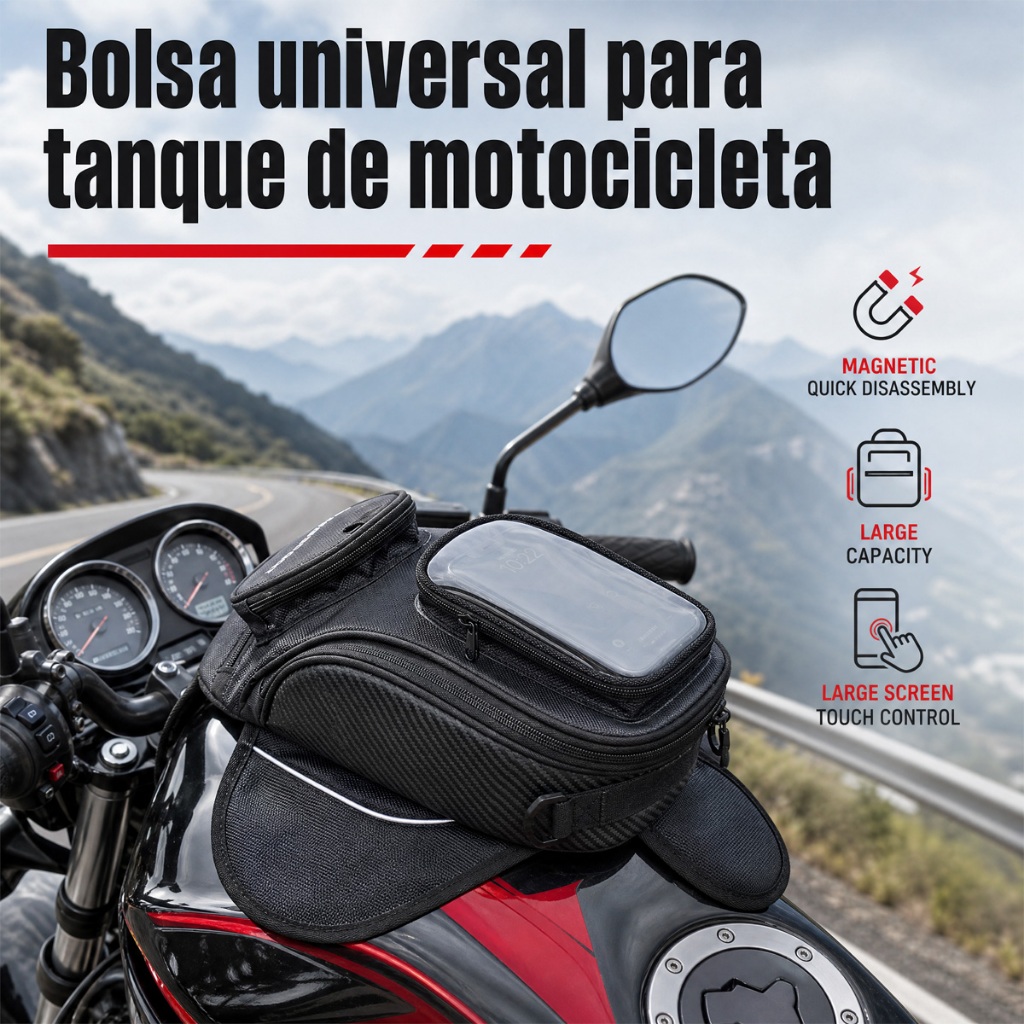 Imagem Alforge Masculina Tanque Moto Imãs Reforçada