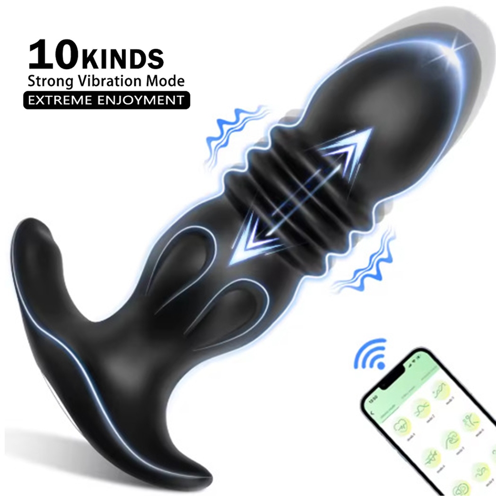 Vibrador De Plugue Anal E Próstata Do Telescópio 10 Modos De Vibração