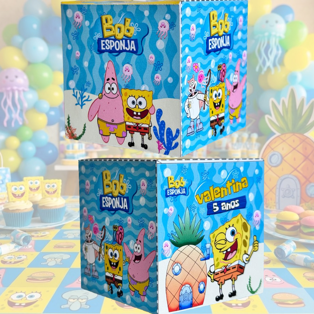 Caixinha Personalizada para Doces Pequena - Bob Esponja | Lembrancinha Festa e Aniversário | Decoração de Festa
