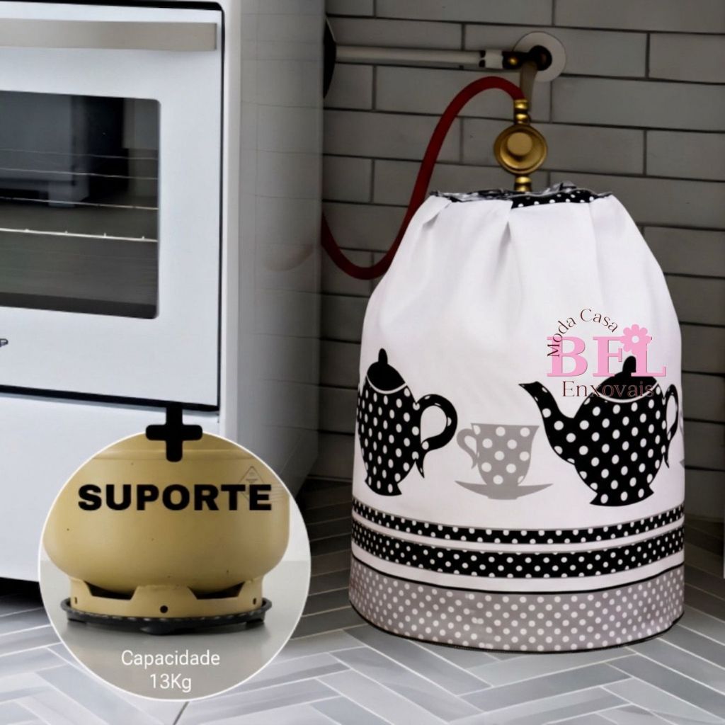 Suporte Para Gás Botijão + capa para botijão de gas Estampado - Jogo de cozinha