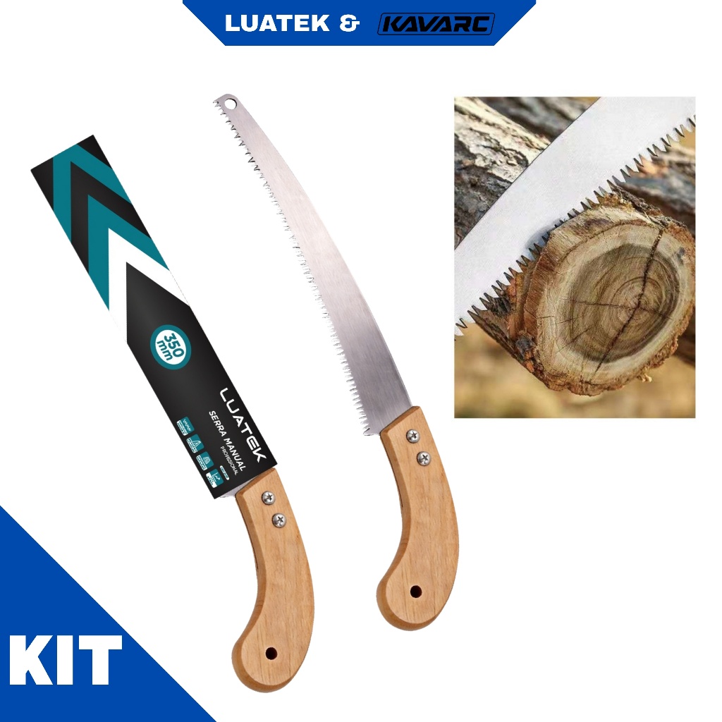 KIT2 Serra Manual Curva 35cm com Dentes Retificados em 3 Lados para Jardinagem-LUATEK