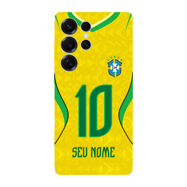 Capinha para Samsung S25 Ultra Anti Impacto Personalizada - Copa Brasil Brazil Amarela com nome e número