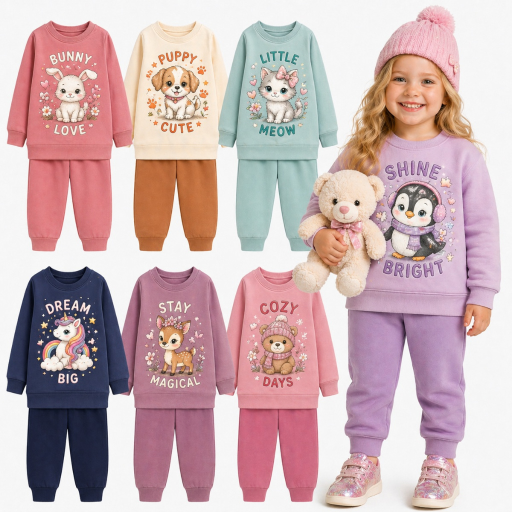 Kit Sortidos 2 ou 6 Peças de Roupa Infantil Bebê Inverno Menina Frio Conjuntos Moletom Infantil Feminino Inverno Menina
