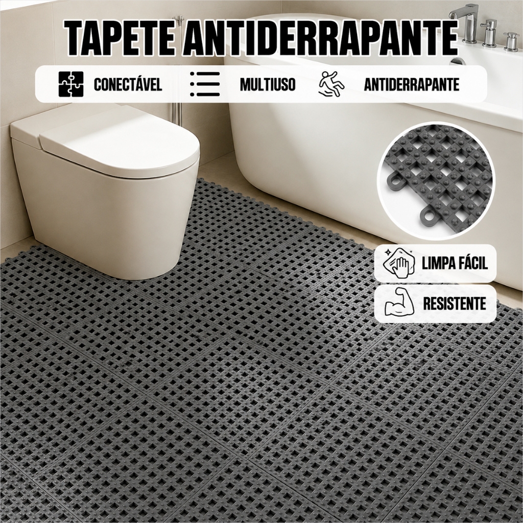 Tapete Modular Tapete Box Banheiro Tapete Vestiário 30x30cm Tapete Antiderrapante Idoso Chuveirp