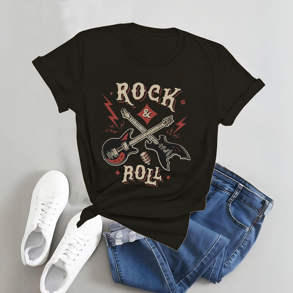 Camiseta Feminina Basica Estilosa Rock And Roll Moda Unissex Premium Confortavel Estampada