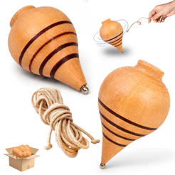 Pião De Madeira Brinquedo Antigo Retrô Tradicional Criança