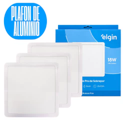 Kit 3 Luminária Painel Plafon Pro ALUMINIO Sobrepor Quadrado Led 18w 21x21 Bivolt - ELGIN