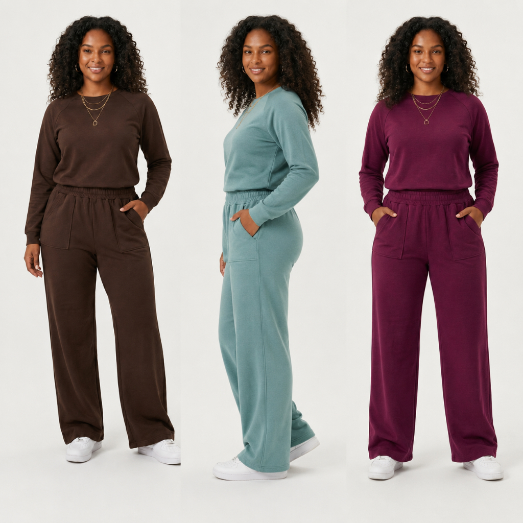 Conjunto Feminino Inverno Elegante Manga Longa Calça Pantalona Ribi Canelada Lanzinha 2 Peças