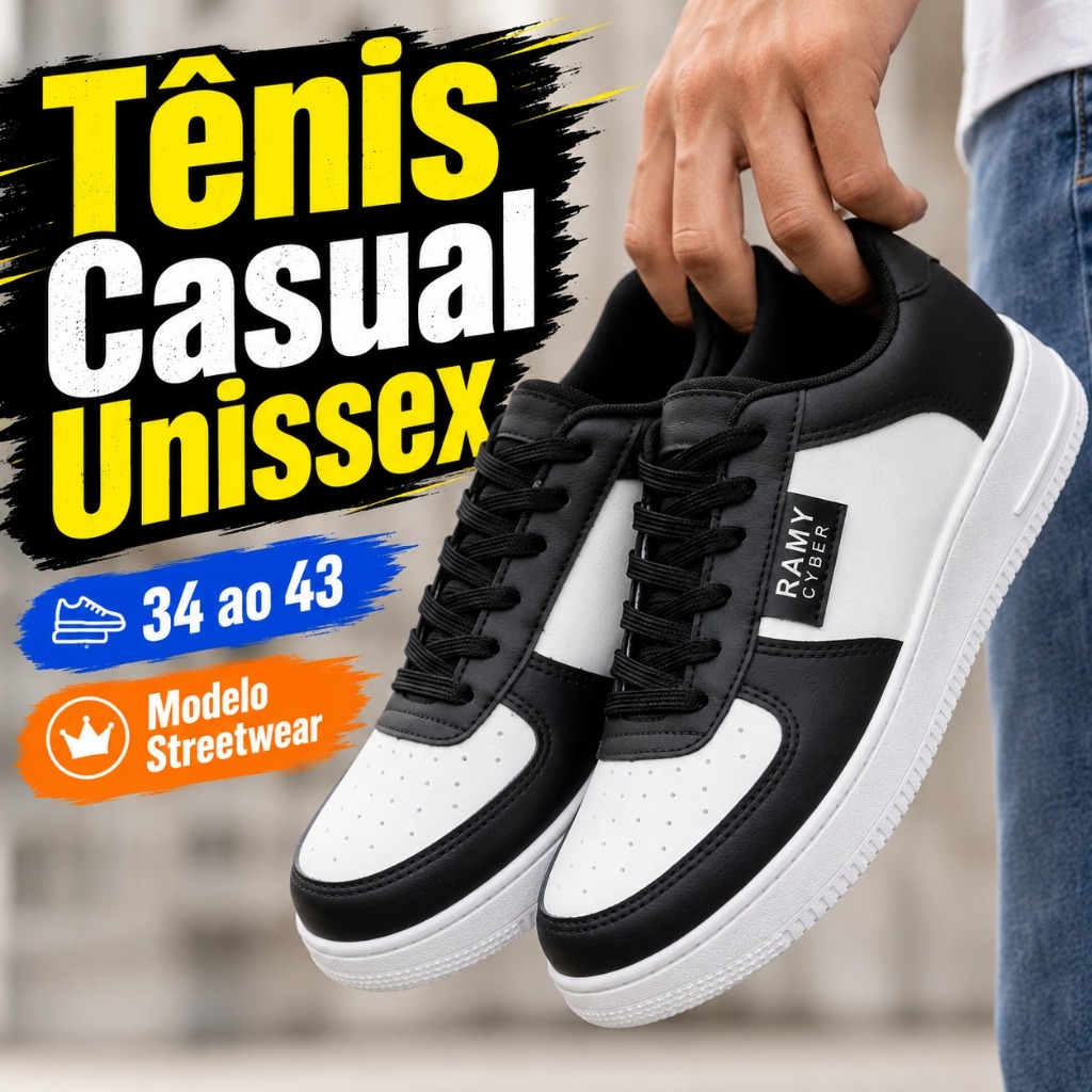 Tênis Street Masculino e Feminino Casual Confortável Moderno Do 33 ao 43 Promoção Queima De Estoque