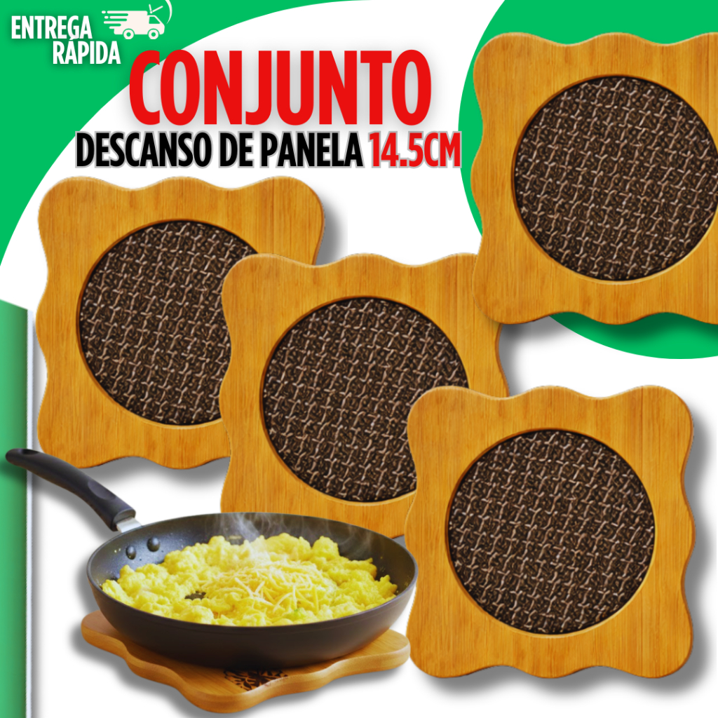 Descanso de Panela Bambu Casa Cozinha Jantar Premium Prático Protege a Mesa Quente Utilidades