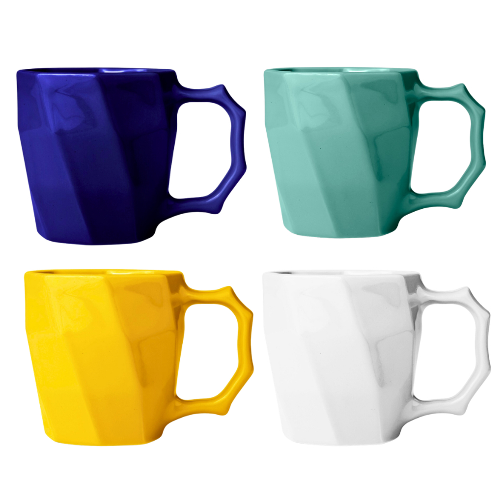 Jogo de Canecas Cerâmicas 4 peças Louça Café da Manha Leite Chá Kits Cores Variadas