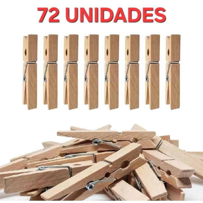 Pregador Prendedor de Roupas Madeira Ecológico Lavanderia 36/48/72 Unidades