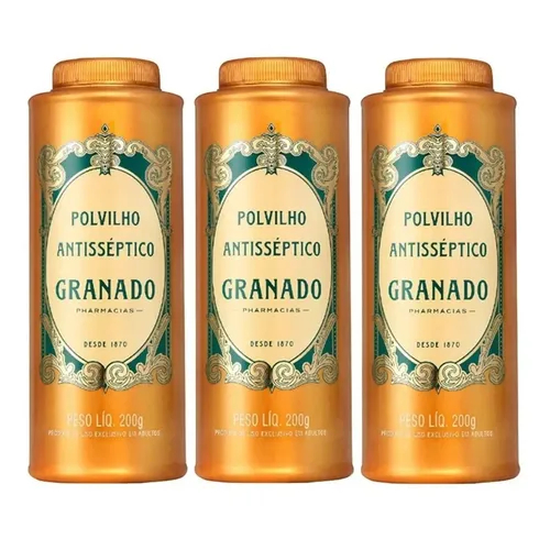 Kit Com 3 talco Polvilho Granado Anti-septico 200g