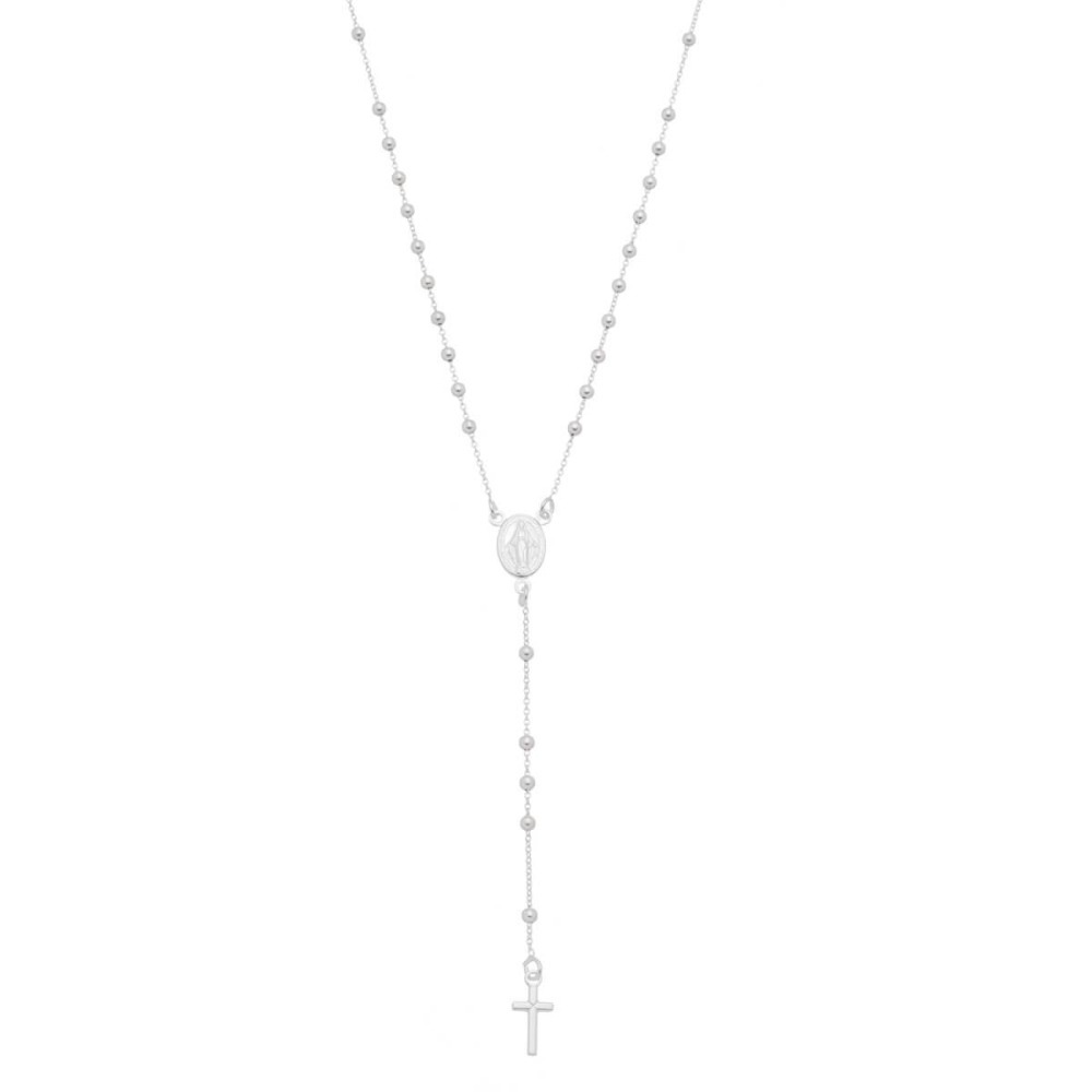 Terço Prata 60cm Bola 3mm Prata 925 - Elluxe Joias
