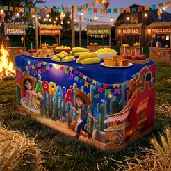 Capa De Mesa Para Festa Junina Sublimada Decoração de Festa Arraiá Tecido Veste Fácil – MSA-140