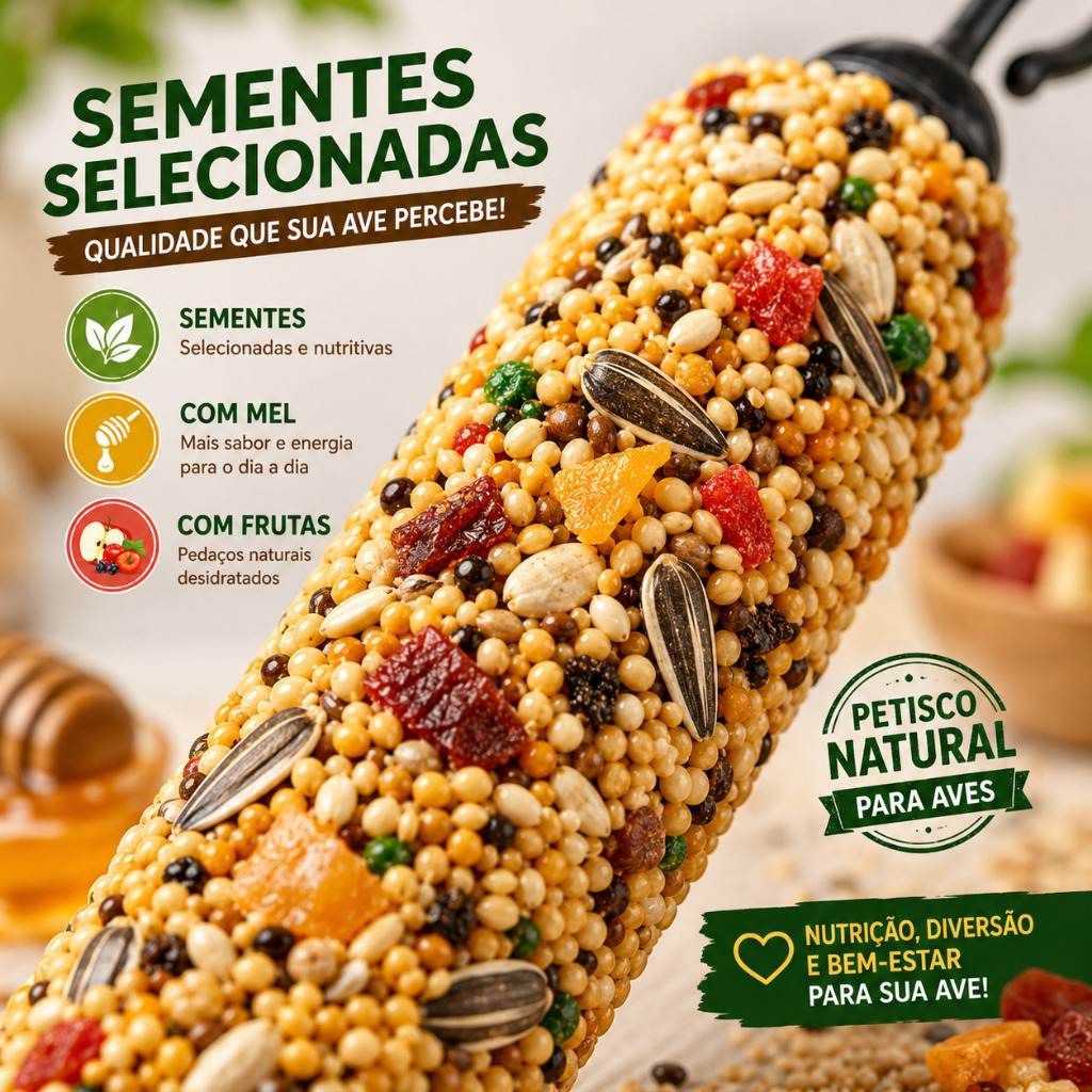 Bastão de Sementes para Calopsitas, Agapornis e Periquitos | Petisco Nutritivo (1, 2, 3 ou 4) — imagem 2 de 2