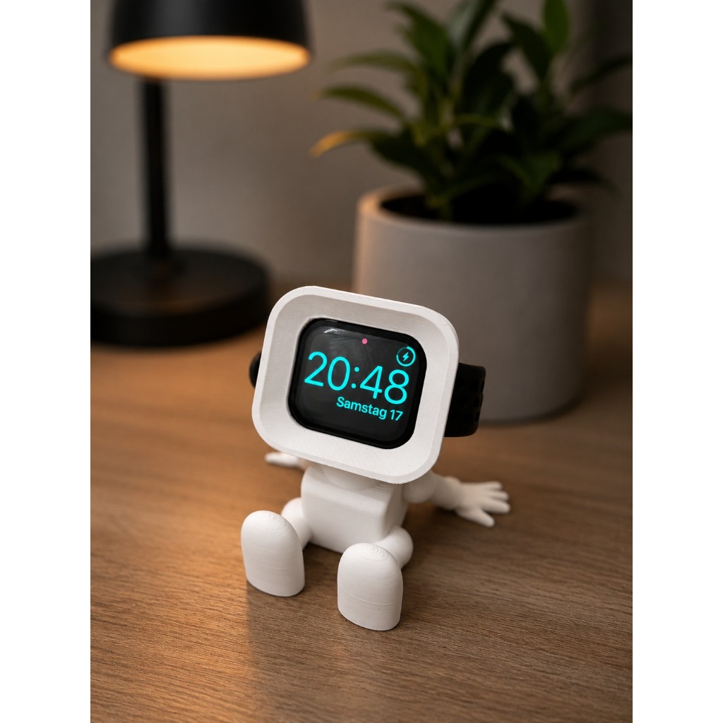 Mini Robô Suporte Carregador Apple Watch e Smartwatch todas as medidas | Dock Magnético | Suporte de Mesa | Varias Cores
