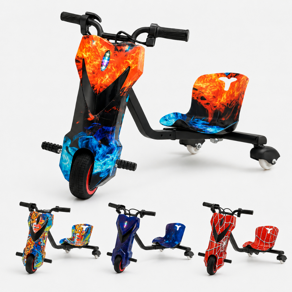 Patinete Drift Elétrico Infantil 6,5 Polegadas com LED Triciclo Motorizado