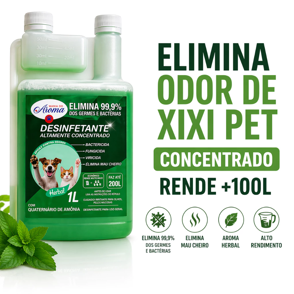 DESINFETANTE HERBAL PET CONCENTRADO 1L ELIMINA ODOR XIXI BACTERICIDA — imagem 1