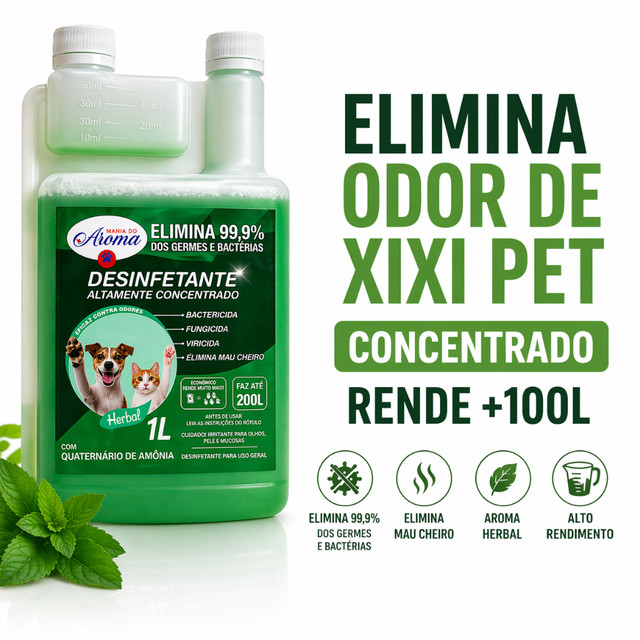 DESINFETANTE HERBAL PET CONCENTRADO 1L ELIMINA ODOR XIXI BACTERICIDA
