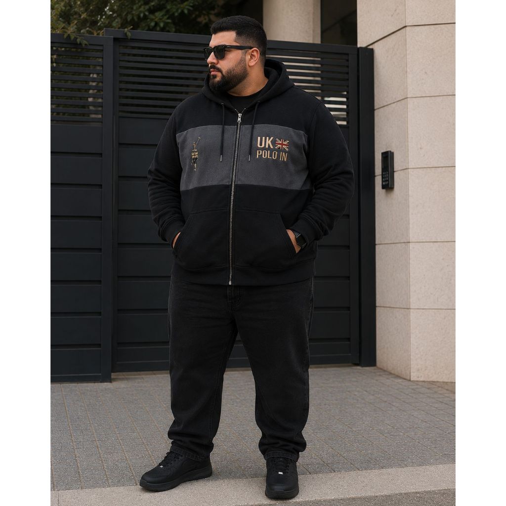 Moletom Masculino   POLO plus  Size Com Capuz E Zíper Forrado Inverno Premium Canguru Tamanho G1 G2 G3