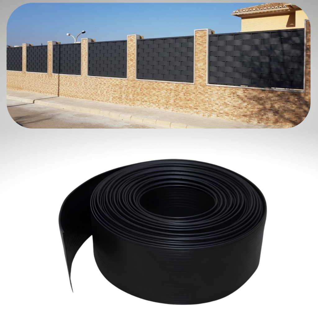 Protetor Fechamento de Portao Preto Fita Pvc 50 Metros x 10cm Acabamento Premium