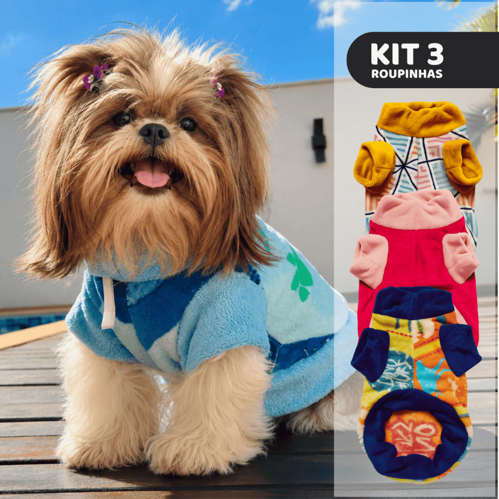 Kit 3 Roupinhas Inverno Para Cachorro Pet Pequeno Porte a Grande Porte Roupa 100% de Microfibra