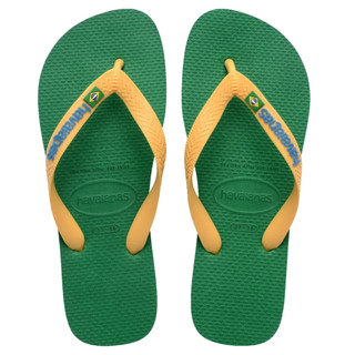 Chinelo Havaianas Chinelos Brasil Unissex Original Verde Amarelo e Buttercream sandália havaianas legítima