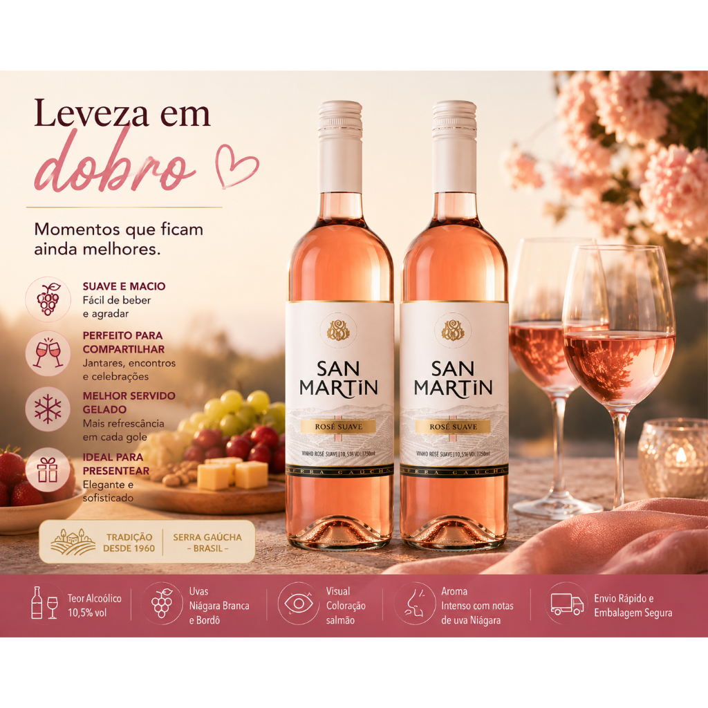 Kit 2 Unidades Vinho San Martin Rose Suave 750ml