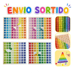 Quadro Tabuada Matemática Infantil Educativo MDF Escolar Pedagógico Didático Montessori Kizumba