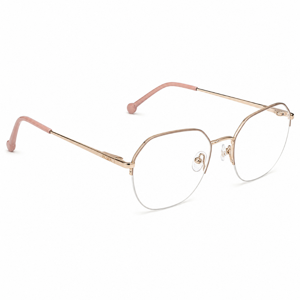Armação Óculos Grau Feminino ACQUA Metal Leve Elegante Premium Quadrado/Hexagonal