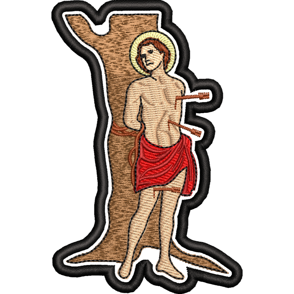 Patch Bordado São Sebastião Liso ou Termocolante Alta Qualidade Premium