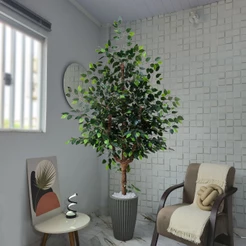 Árvore Artificial Fícus Verde 220cm Grande Vaso Pedra Decoração