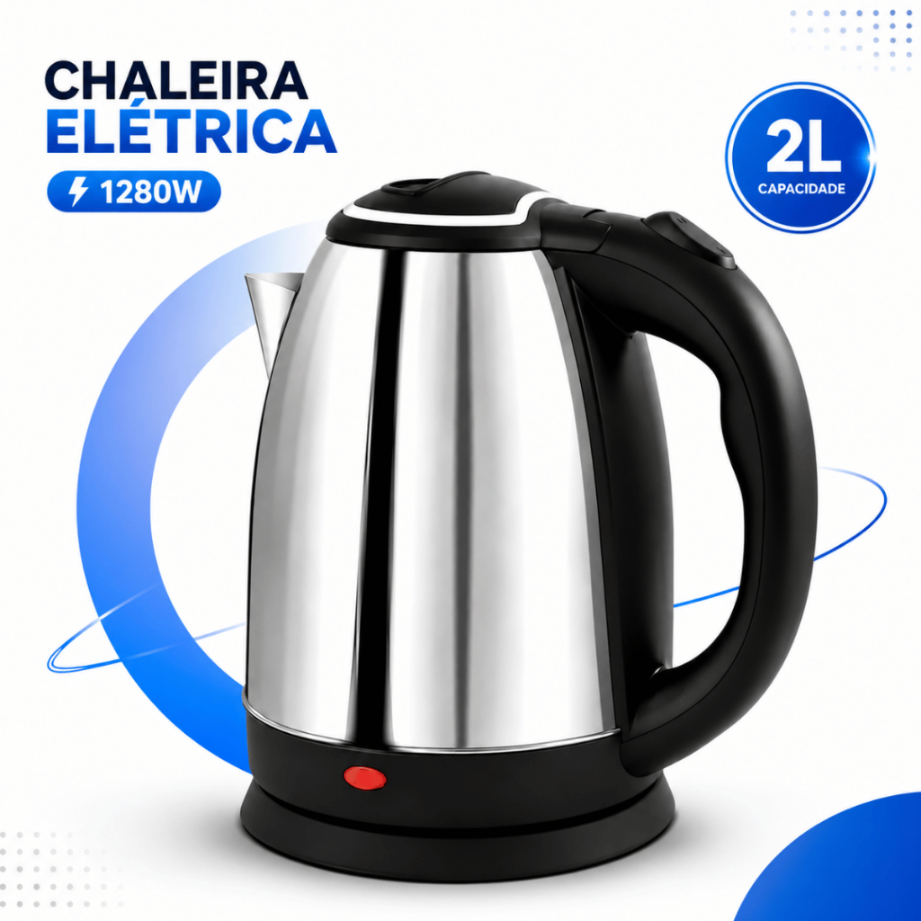 Chaleira Elétrica 127v Inox Bule Jarra 2L Ferve Água Rápido Automatica Café Chá Leite Com Tampa