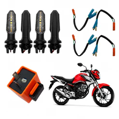 Kit 4 Pisca Seta Led Cb Twister + 4 Adaptadores de Pisca + Rele 2 Pinos 12v Titan Fan 160 2016 2017