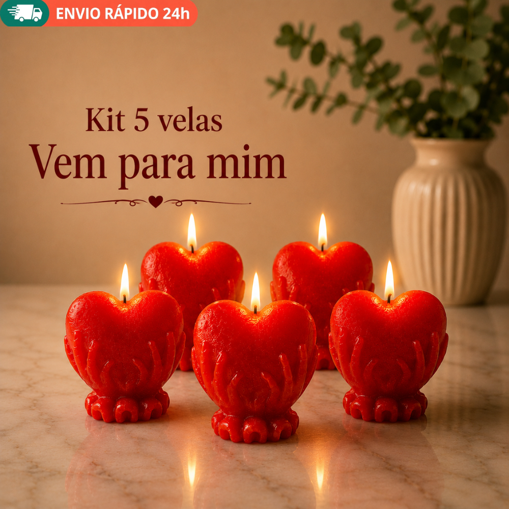 Kit 5 Velas Vem Pra Mim ou me Entrega seu Coração Magia  Amarração Amorosa Ritual Amor Atração