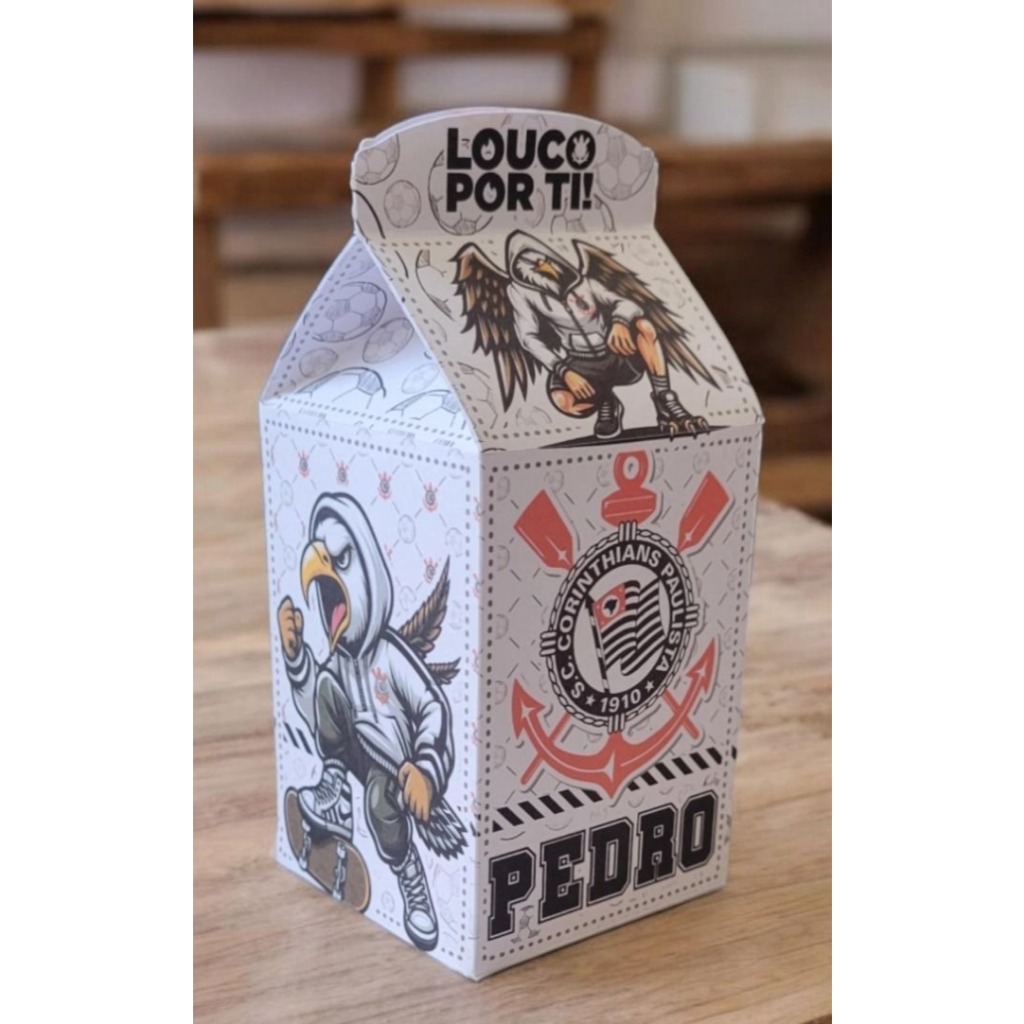 10 Caixinhas Milk Personalizadas Corinthians Festas Adulto e Infantil Nome e Idade Não Perca Tempo Garanta as suas