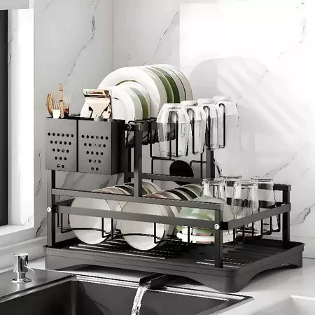 Escorredor de Louças Rack Aço Carbono Organizador Preto