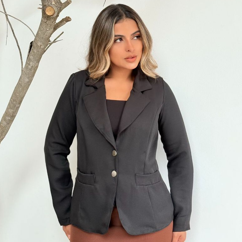 Blazer Alfaiataria Feminino Elegante Social Tendencia Blogueira Outono Inverno M ao G2