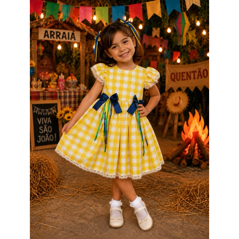 vestido junino amarelo xadrez copa xadrez amarelo,copa amarelo junino menina